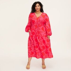 Vibrant Pink Floral Maxi Dress